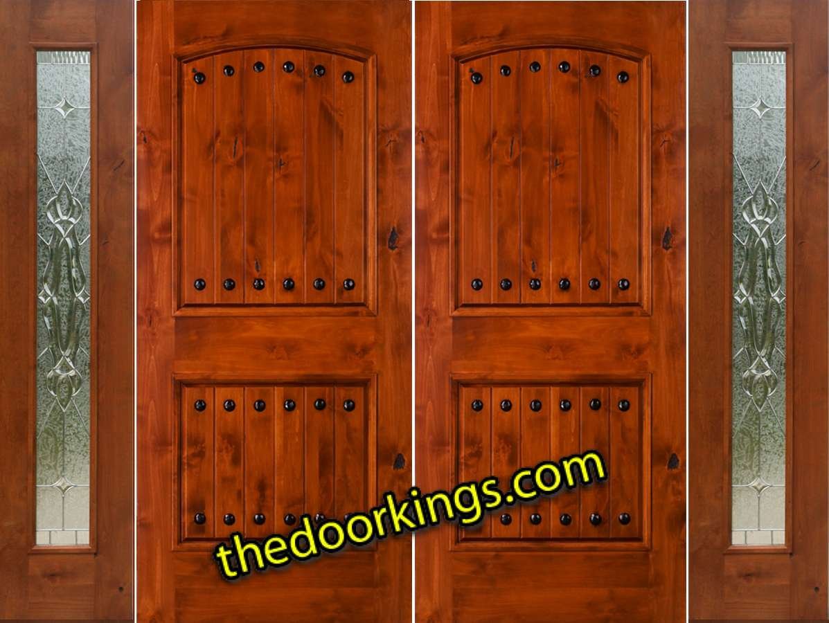 sw62 knotty alder double door with two bevel sidelites